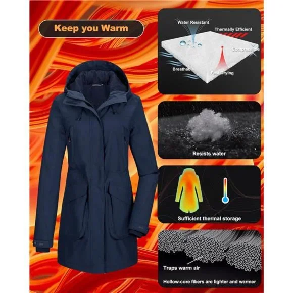 Winter Coats, Long Waterproof Winter Jackets with Hood, Windproof